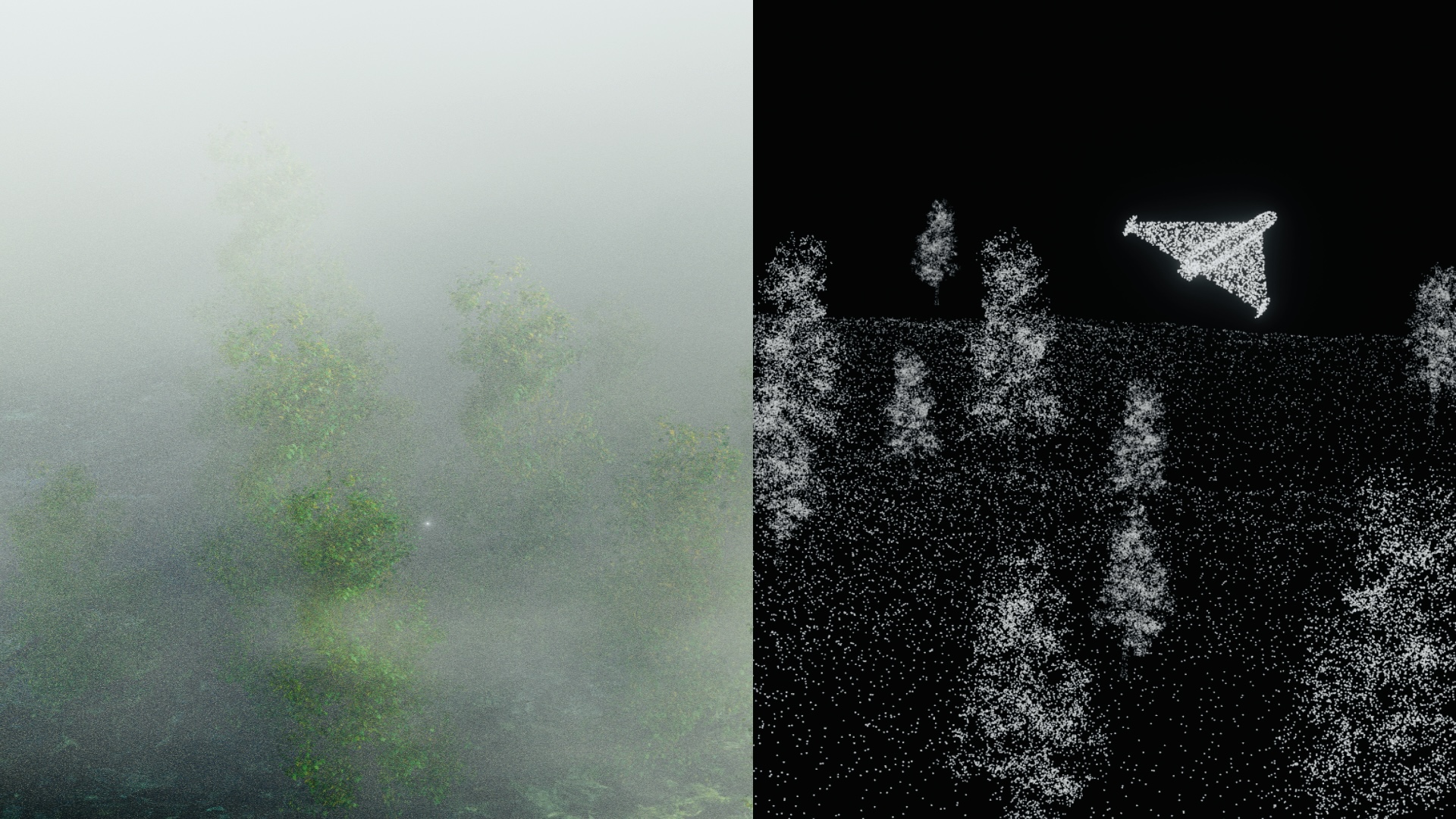 The same scene through an optical sensor and through radar